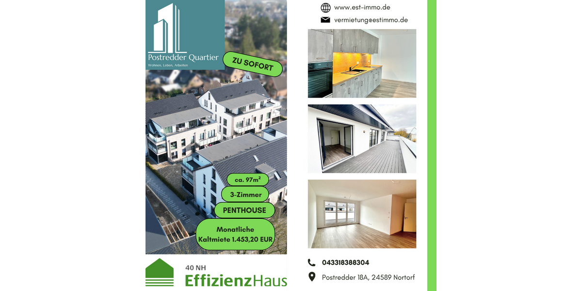 Etagenwohnung Nortorf Thienbüttel - 3 Zimmer, 97 m&sup2;, 1.453&euro; | Angebot:27578444